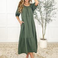 Hazel Dress in Dusty Pine-Womens-Ave Shops-[option4]-[option5]-[option6]-[option7]-[option8]-Shop-Boutique-Clothing-for-Women-Online