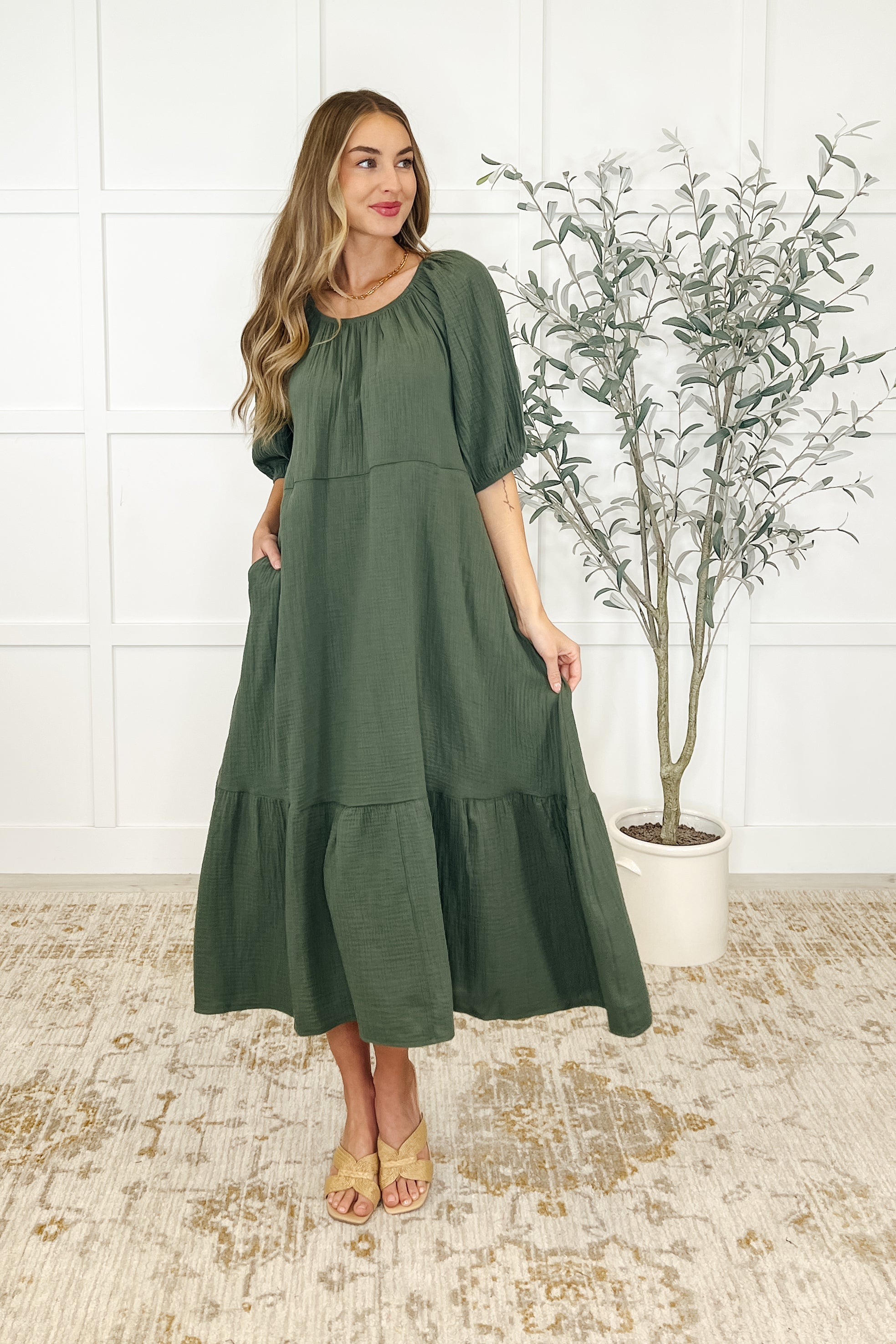 Hazel Dress in Dusty Pine-Womens-Ave Shops-[option4]-[option5]-[option6]-[option7]-[option8]-Shop-Boutique-Clothing-for-Women-Online