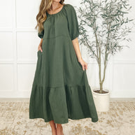 Hazel Dress in Dusty Pine-Womens-Ave Shops-[option4]-[option5]-[option6]-[option7]-[option8]-Shop-Boutique-Clothing-for-Women-Online
