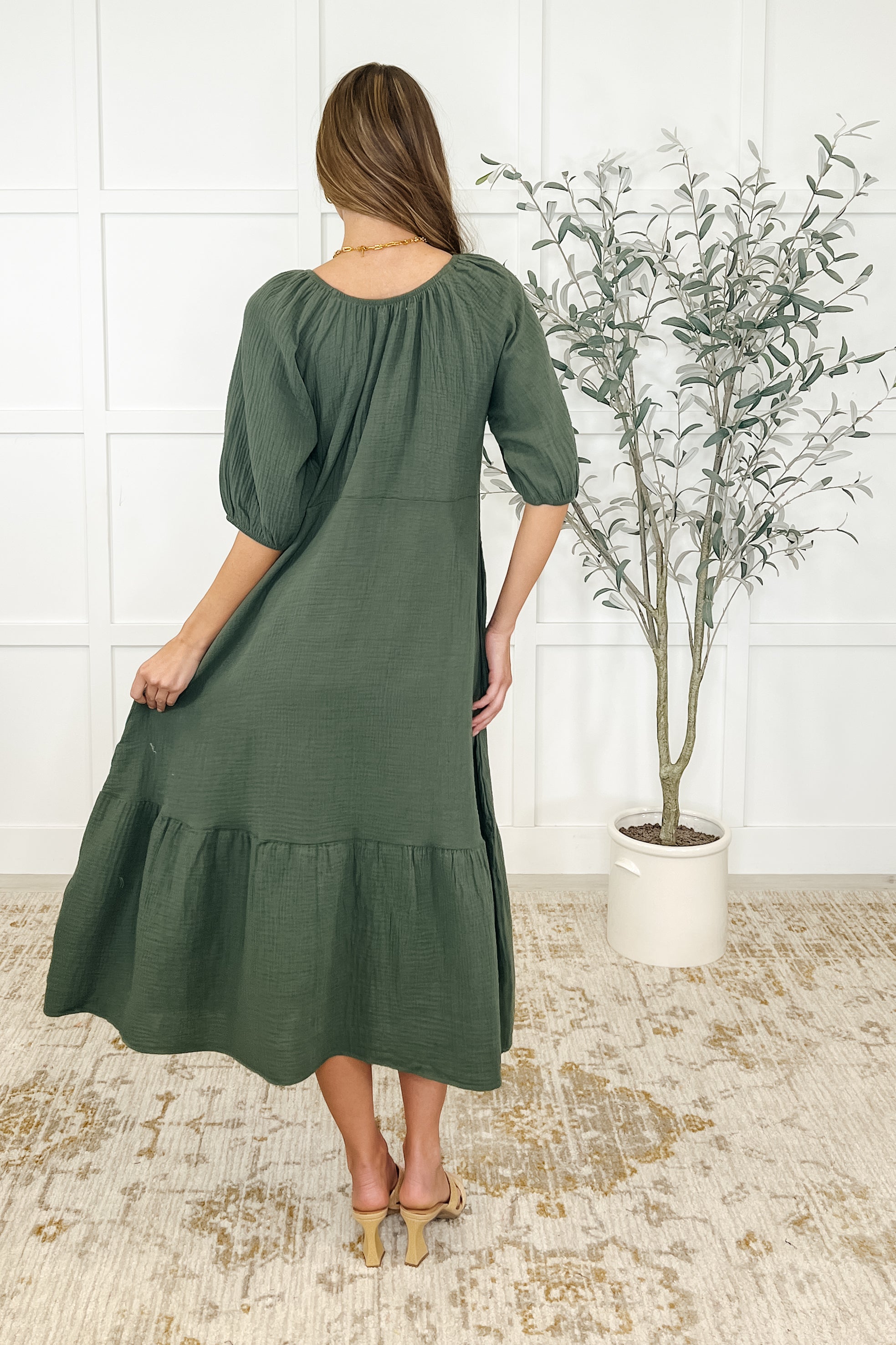 Hazel Dress in Dusty Pine-Womens-Ave Shops-[option4]-[option5]-[option6]-[option7]-[option8]-Shop-Boutique-Clothing-for-Women-Online