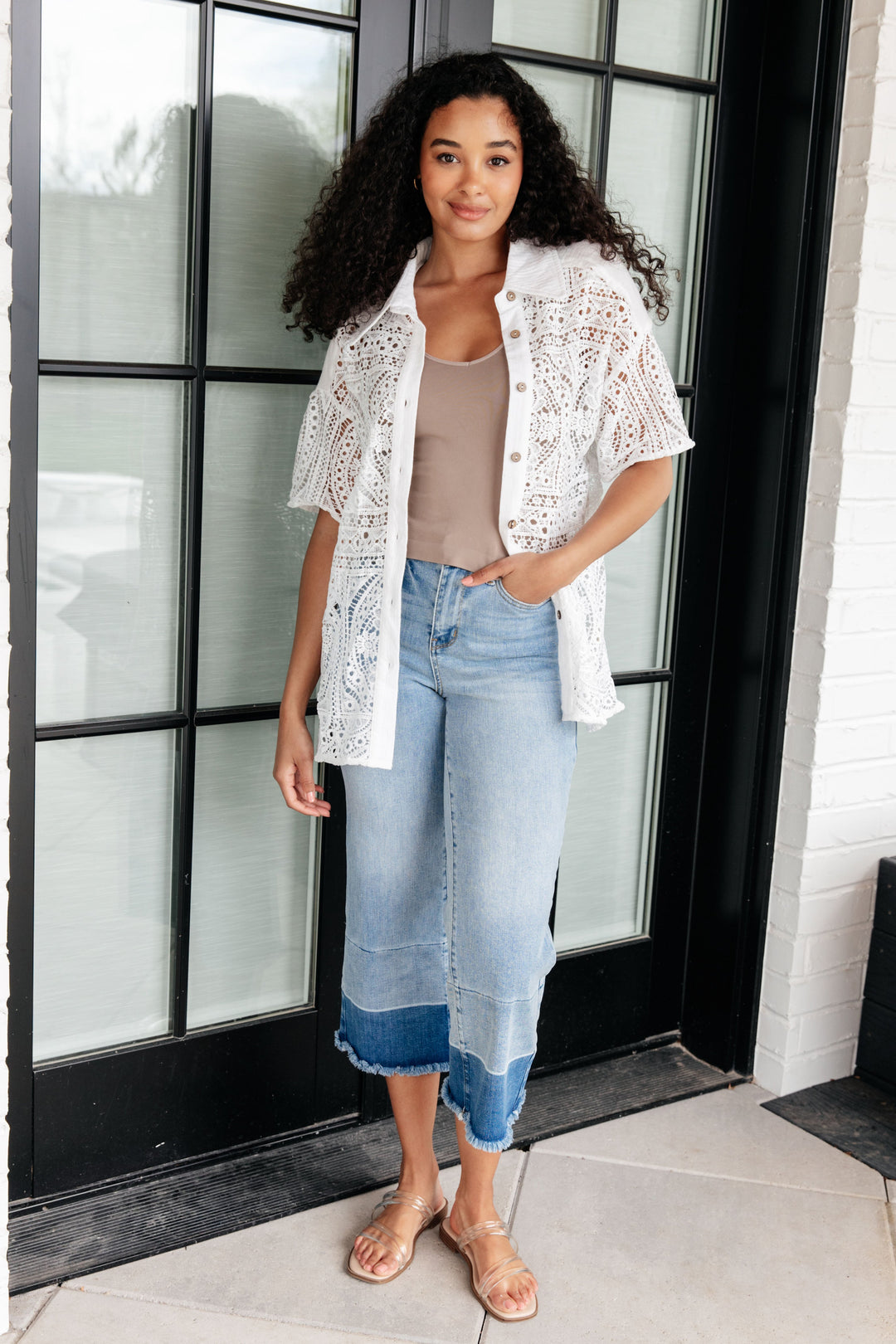 Head in the Clouds Lace Button Down-Tops-Ave Shops-[option4]-[option5]-[option6]-[option7]-[option8]-Shop-Boutique-Clothing-for-Women-Online