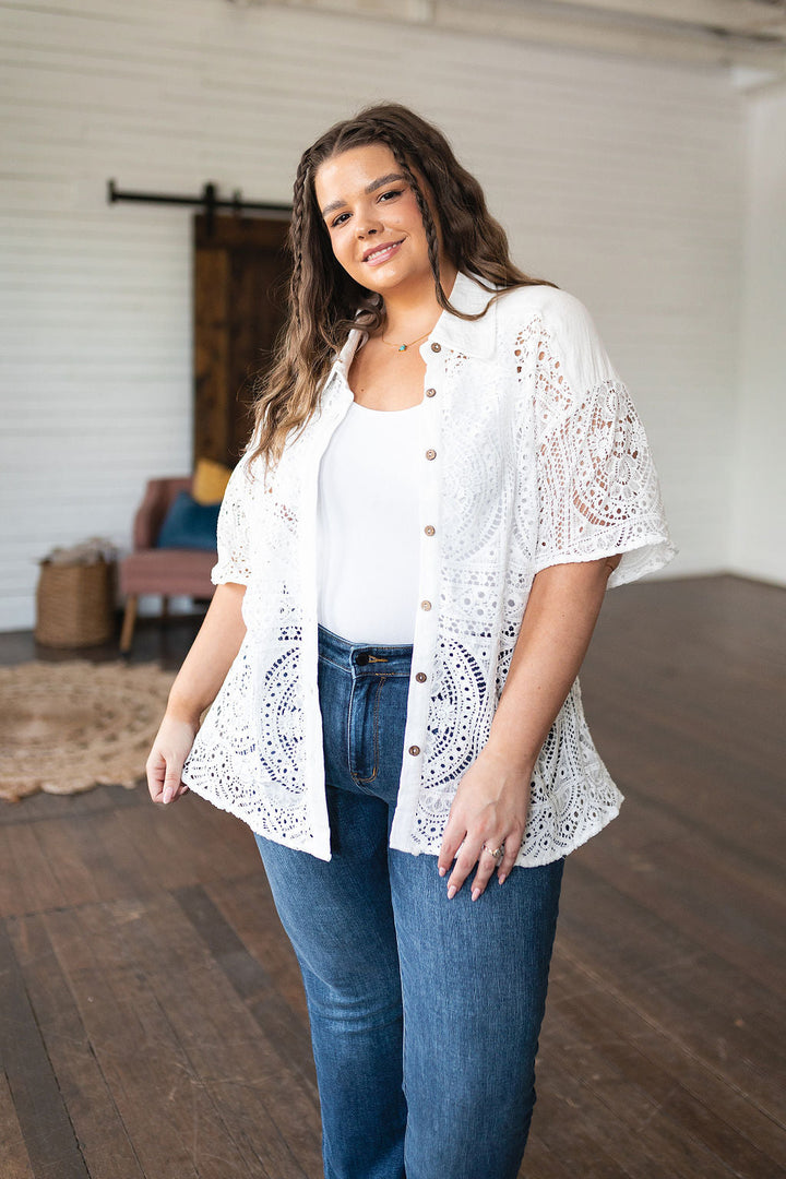 Head in the Clouds Lace Button Down-Tops-Ave Shops-[option4]-[option5]-[option6]-[option7]-[option8]-Shop-Boutique-Clothing-for-Women-Online