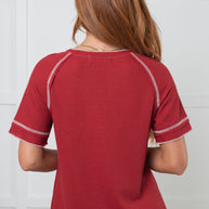 Heartbreaker Waffle Knit Tee in Cranberry-Tops-Ave Shops-[option4]-[option5]-[option6]-[option7]-[option8]-Shop-Boutique-Clothing-for-Women-Online