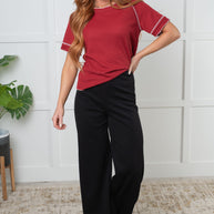 Heartbreaker Waffle Knit Tee in Cranberry-Tops-Ave Shops-[option4]-[option5]-[option6]-[option7]-[option8]-Shop-Boutique-Clothing-for-Women-Online