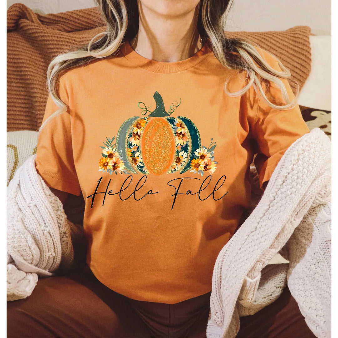 Hello Fall Glitter Pumpkin GRAPHIC TEE-Gabreila Wholesale-[option4]-[option5]-[option6]-[option7]-[option8]-Shop-Boutique-Clothing-for-Women-Online