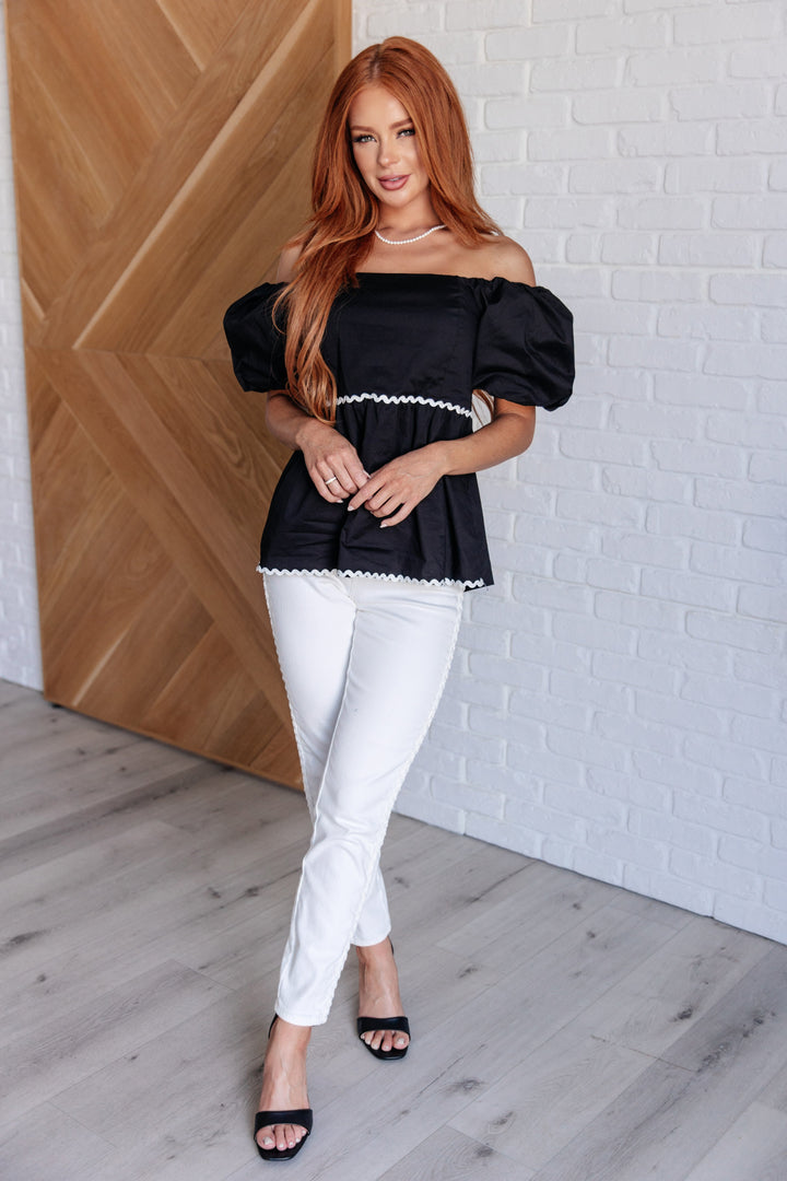 Her Favorite Records Balloon Sleeve Blouse-Tops-Ave Shops-[option4]-[option5]-[option6]-[option7]-[option8]-Shop-Boutique-Clothing-for-Women-Online