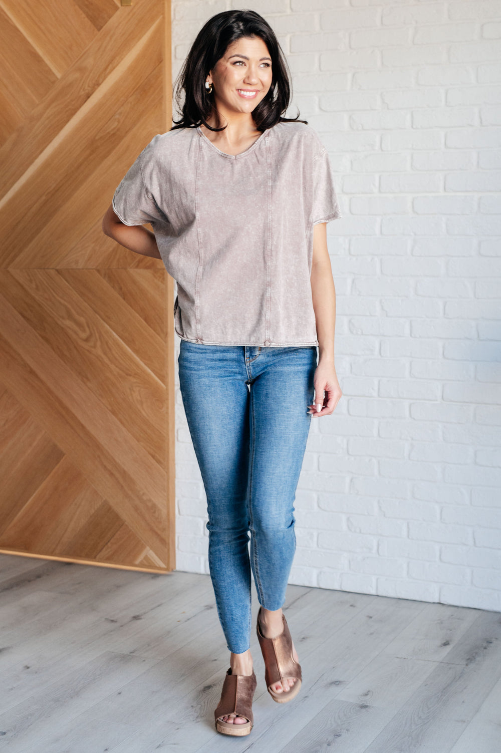 Here for the Vibes Mineral Wash Spliced Tee-Tops-Ave Shops-[option4]-[option5]-[option6]-[option7]-[option8]-Shop-Boutique-Clothing-for-Women-Online