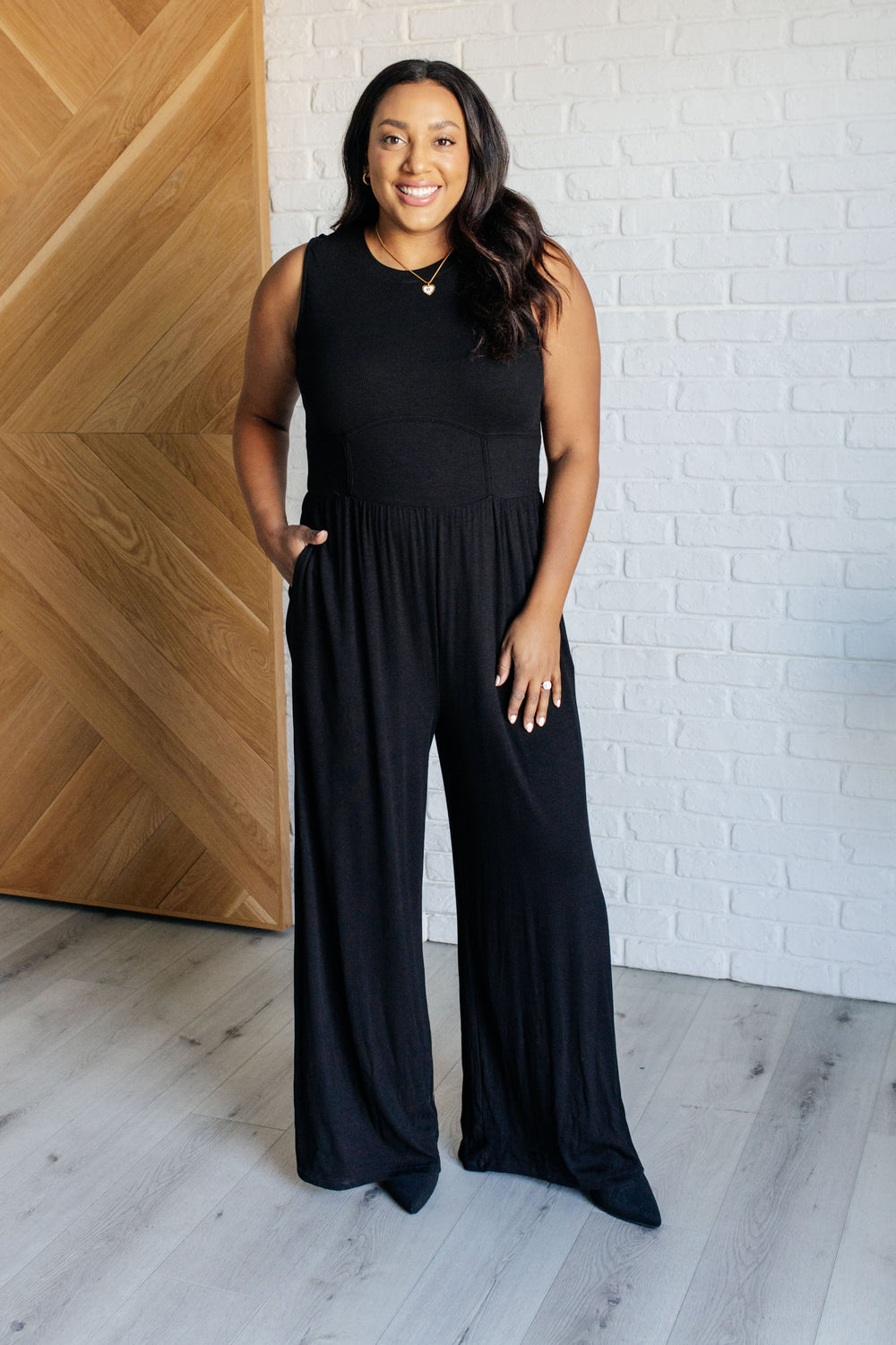 Hilary Wide Leg Jumpsuit in Black-Jumpsuits & Rompers-Ave Shops-[option4]-[option5]-[option6]-[option7]-[option8]-Shop-Boutique-Clothing-for-Women-Online