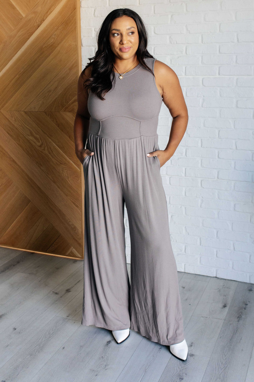 Hilary Wide Leg Jumpsuit in Grey-Jumpsuits & Rompers-Ave Shops-[option4]-[option5]-[option6]-[option7]-[option8]-Shop-Boutique-Clothing-for-Women-Online