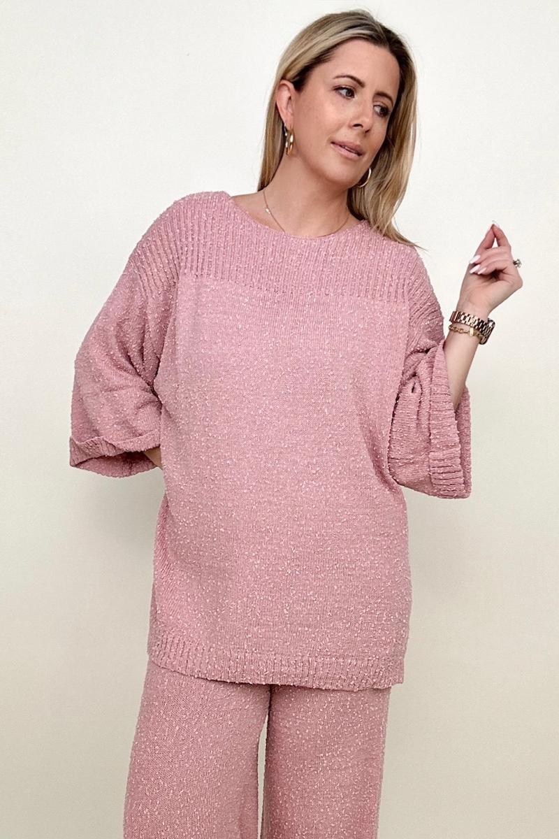 Umgee Wide Sleeve Knit Sweater With Side Slits-Sweaters-Kiwidrop-[option4]-[option5]-[option6]-[option7]-[option8]-Shop-Boutique-Clothing-for-Women-Online