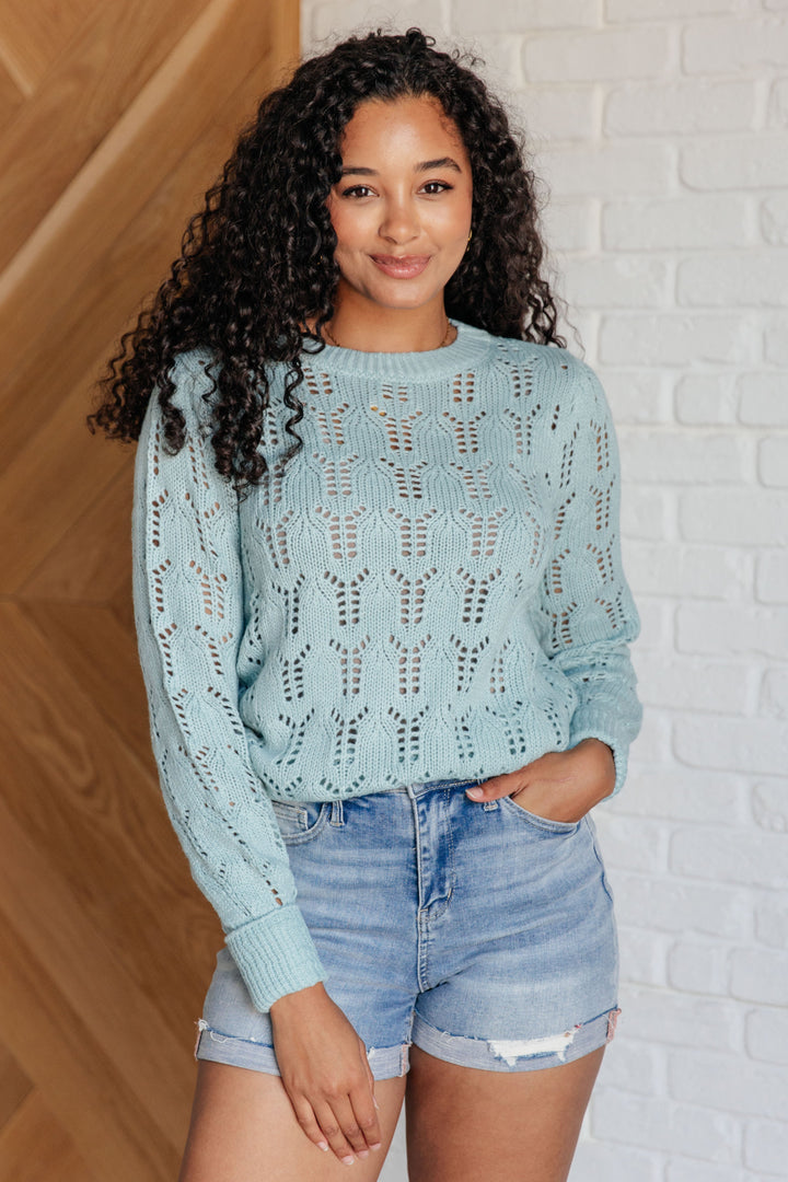 Hole In One Sheer Pointelle Knit Sweater-Tops-Ave Shops-[option4]-[option5]-[option6]-[option7]-[option8]-Shop-Boutique-Clothing-for-Women-Online