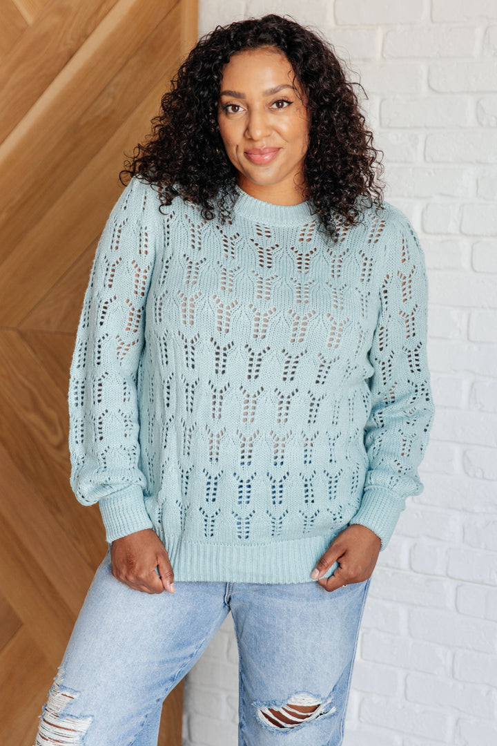 Hole In One Sheer Pointelle Knit Sweater-Tops-Ave Shops-[option4]-[option5]-[option6]-[option7]-[option8]-Shop-Boutique-Clothing-for-Women-Online