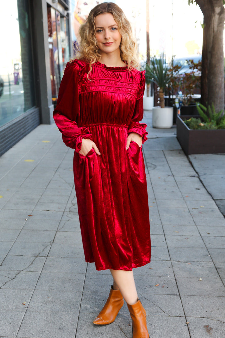 Be Your Own Star Ruby Mock Neck Velvet Dress-Haptics-[option4]-[option5]-[option6]-[option7]-[option8]-Shop-Boutique-Clothing-for-Women-Online