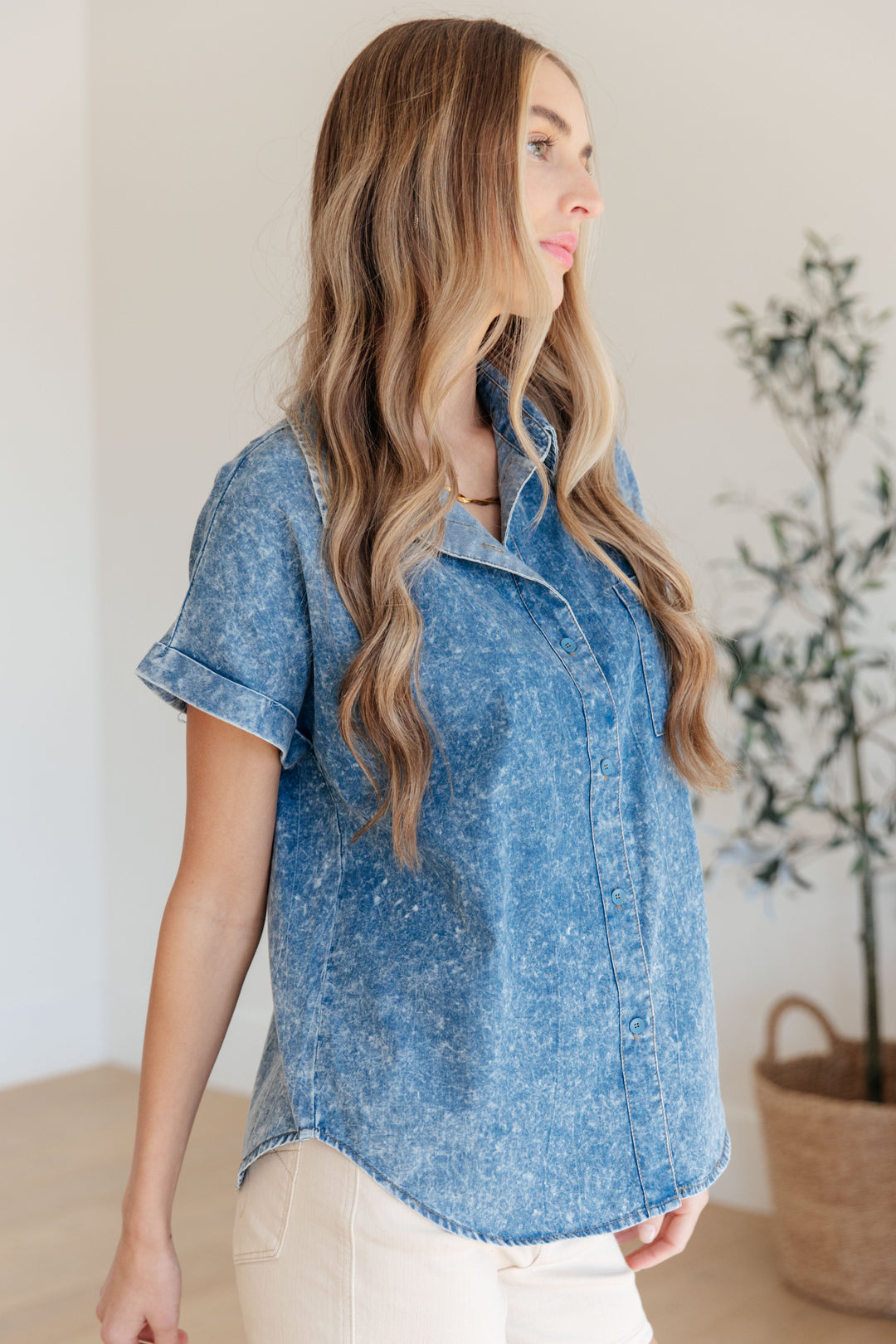 I Could Be Famous Denim Button Up-Womens-Ave Shops-[option4]-[option5]-[option6]-[option7]-[option8]-Shop-Boutique-Clothing-for-Women-Online