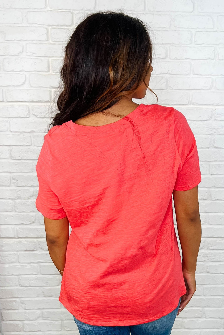 I Don't Have to Choose V-Neck Tee in Hot Coral-Womens-Ave Shops-[option4]-[option5]-[option6]-[option7]-[option8]-Shop-Boutique-Clothing-for-Women-Online