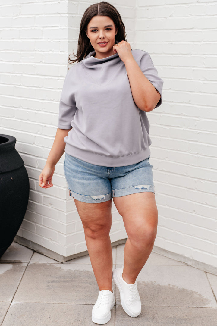 Rae Mode I Just Felt Like It Mock Neck Top in Mystic Grey-Tops-Ave Shops-[option4]-[option5]-[option6]-[option7]-[option8]-Shop-Boutique-Clothing-for-Women-Online