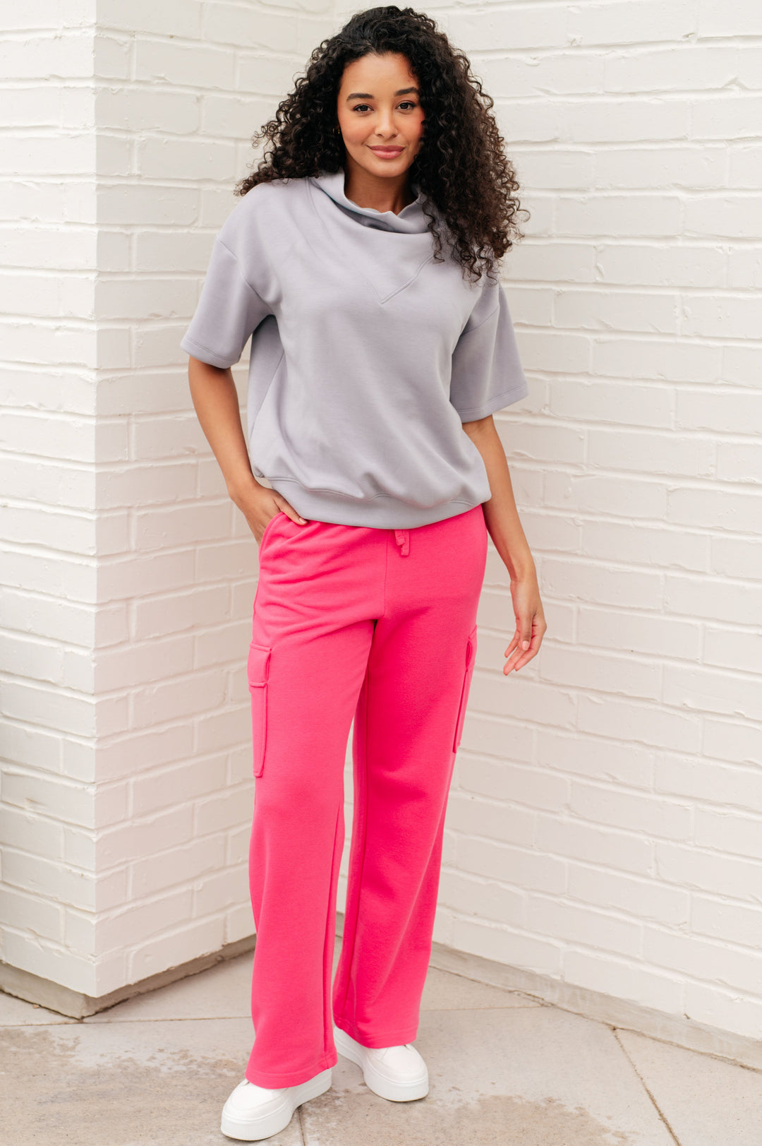 Rae Mode Run, Don't Walk Cargo Sweatpants in Flamingo Pink-Athleisure-Ave Shops-[option4]-[option5]-[option6]-[option7]-[option8]-Shop-Boutique-Clothing-for-Women-Online