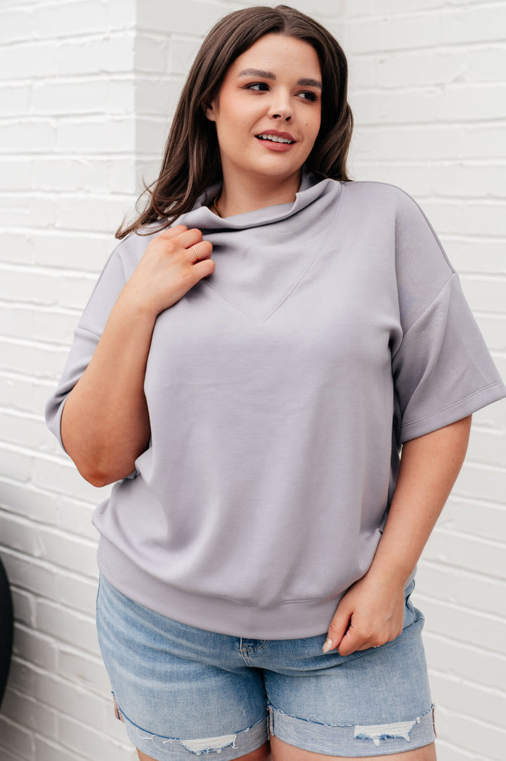 Rae Mode I Just Felt Like It Mock Neck Top in Mystic Grey-Tops-Ave Shops-[option4]-[option5]-[option6]-[option7]-[option8]-Shop-Boutique-Clothing-for-Women-Online