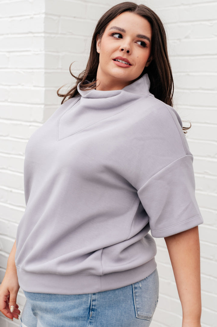 Rae Mode I Just Felt Like It Mock Neck Top in Mystic Grey-Tops-Ave Shops-[option4]-[option5]-[option6]-[option7]-[option8]-Shop-Boutique-Clothing-for-Women-Online