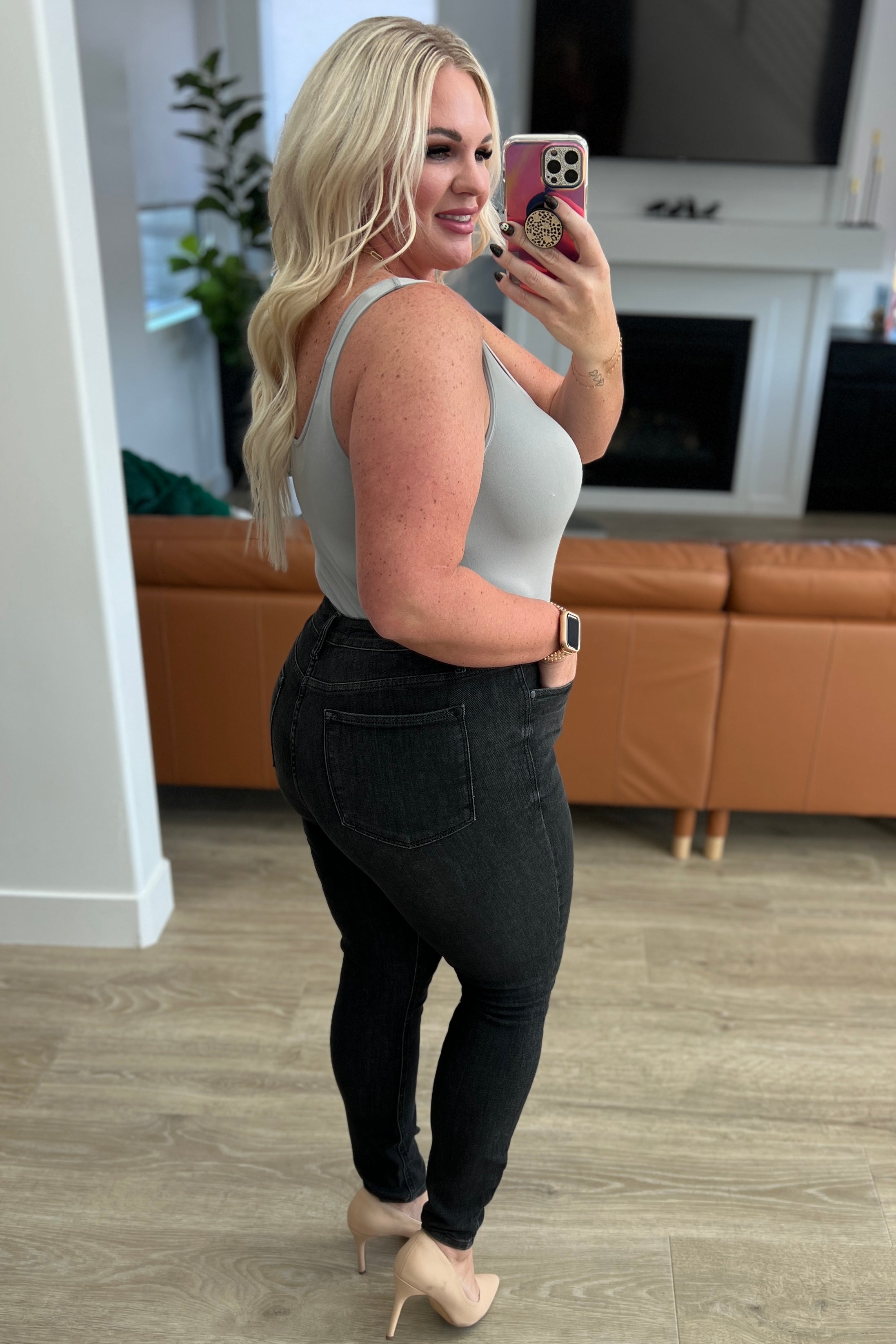 Judy Blue Octavia High Rise Control Top Skinny Jeans in Washed Black-Denim-Ave Shops-[option4]-[option5]-[option6]-[option7]-[option8]-Shop-Boutique-Clothing-for-Women-Online