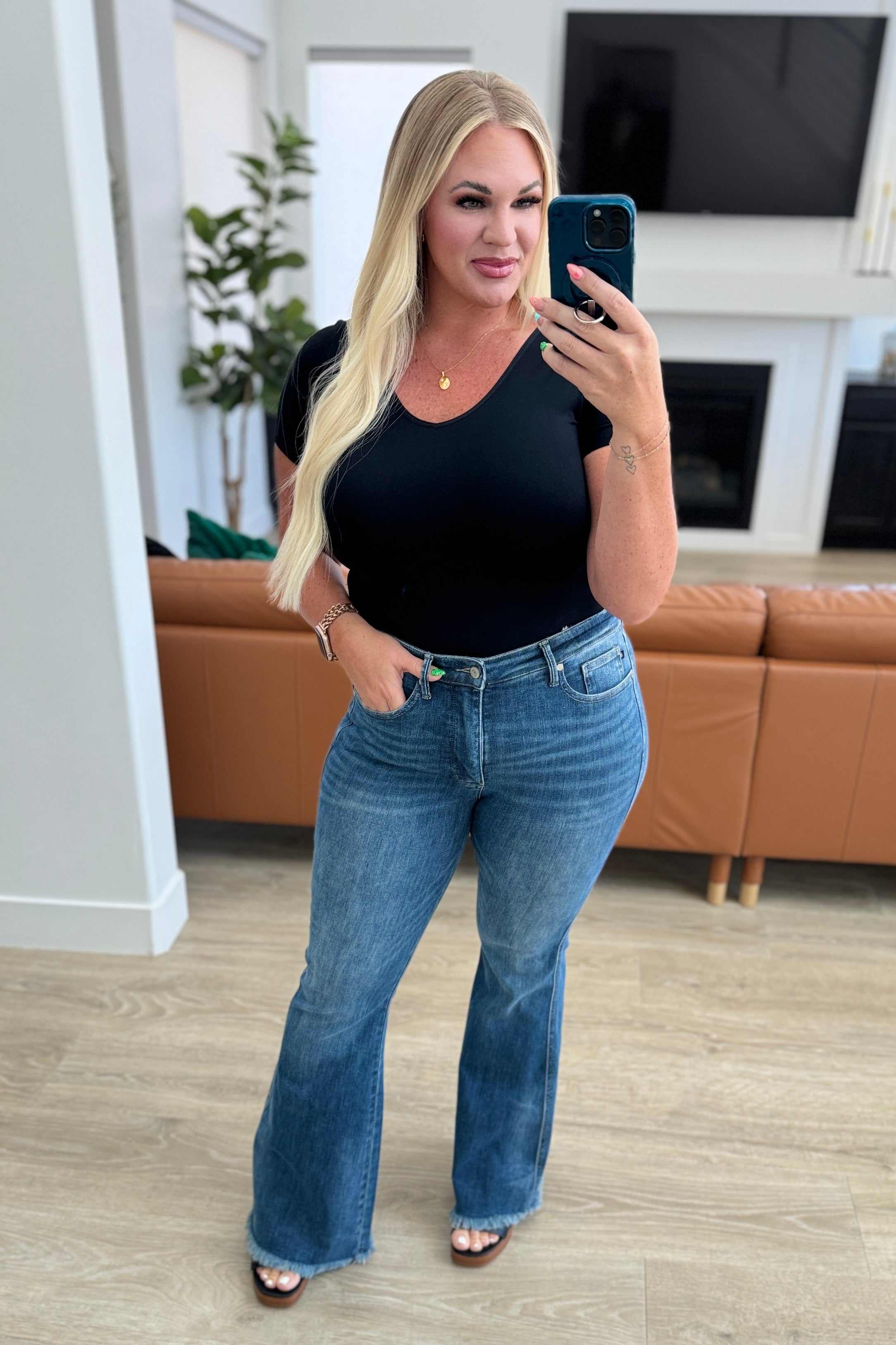 Judy Blue Miley High Waist Control Top Frayed Hem Flare Jeans-Denim-Ave Shops-[option4]-[option5]-[option6]-[option7]-[option8]-Shop-Boutique-Clothing-for-Women-Online