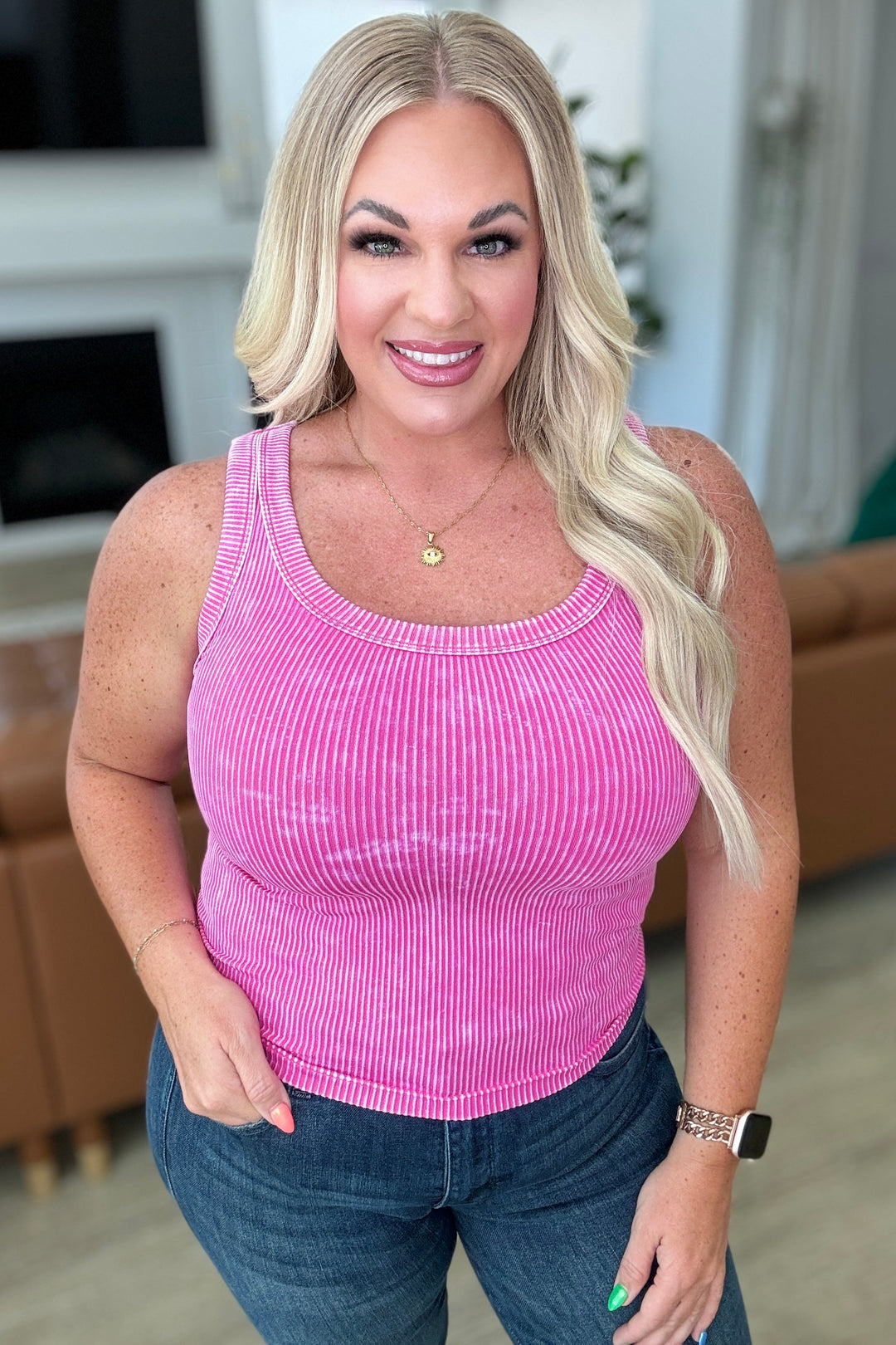 Go the Distance Ribbed Tank in Hot Pink-Tops-Ave Shops-[option4]-[option5]-[option6]-[option7]-[option8]-Shop-Boutique-Clothing-for-Women-Online