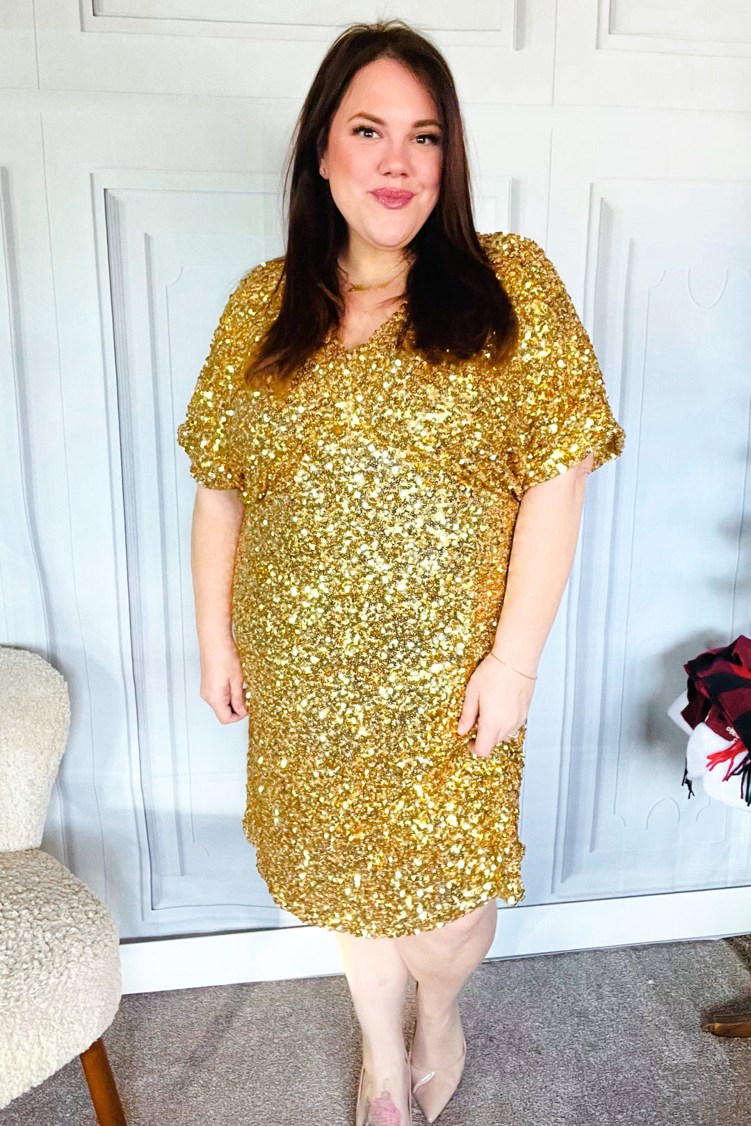 New Year Diva Dolman Gold Sequined Lined Babydoll Dress-Haptics-[option4]-[option5]-[option6]-[option7]-[option8]-Shop-Boutique-Clothing-for-Women-Online