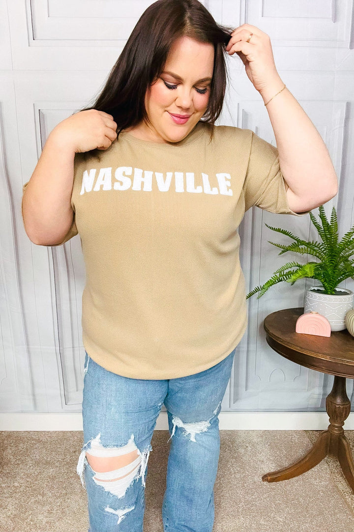 Taupe Pop-Up Embroidered "NASHVILLE" Ribbed Top-Haptics-[option4]-[option5]-[option6]-[option7]-[option8]-Shop-Boutique-Clothing-for-Women-Online