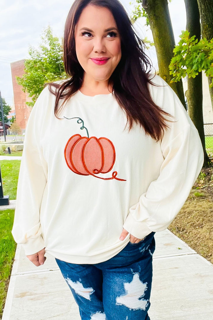 Halloween Lovely Ivory Embroidered Pumpkin Knit Sweater-Haptics-[option4]-[option5]-[option6]-[option7]-[option8]-Shop-Boutique-Clothing-for-Women-Online