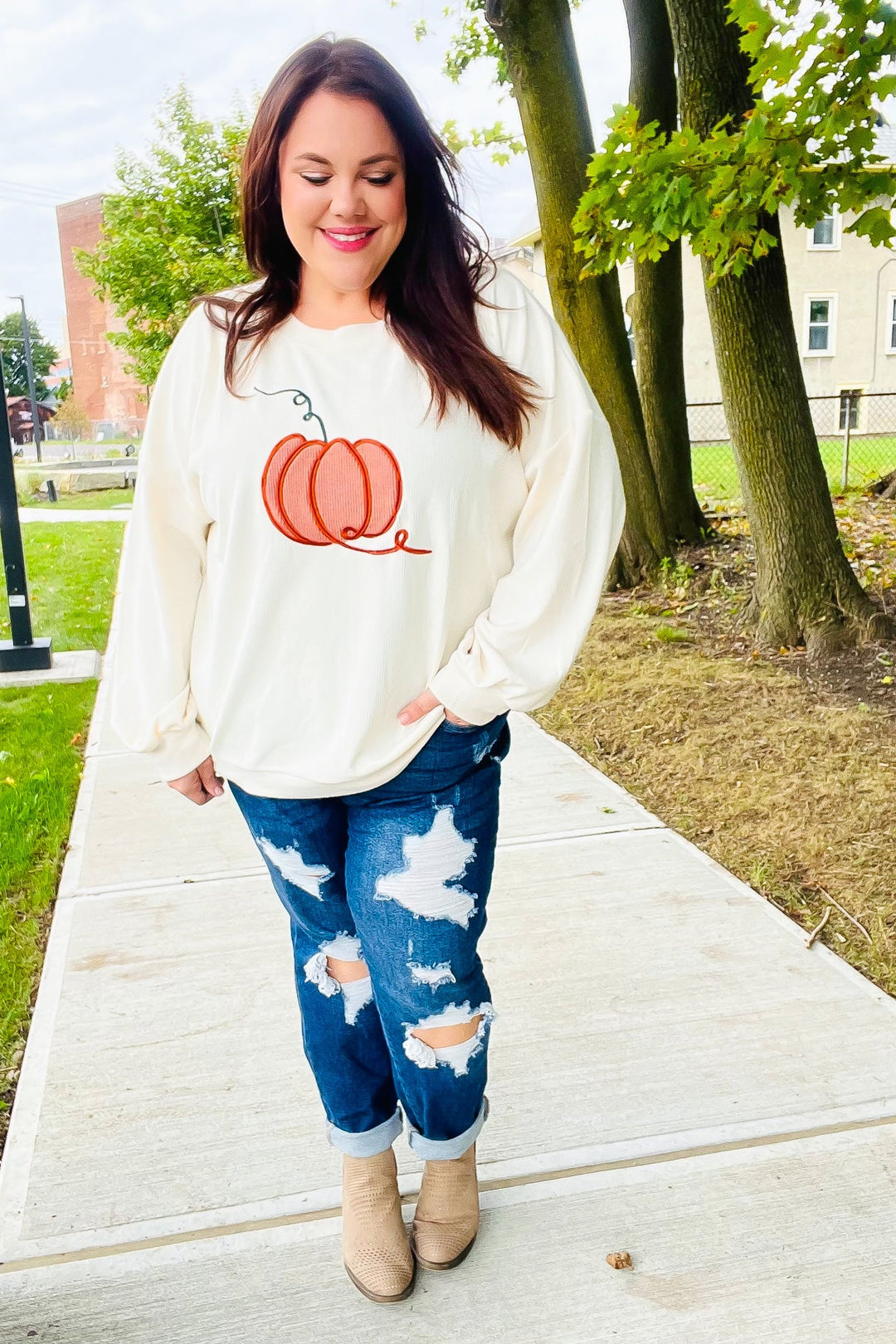 Halloween Lovely Ivory Embroidered Pumpkin Knit Sweater-Haptics-[option4]-[option5]-[option6]-[option7]-[option8]-Shop-Boutique-Clothing-for-Women-Online