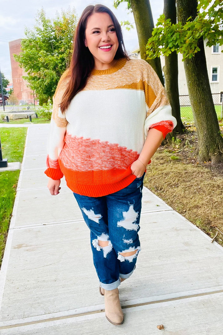 Adorable You Camel & Orange Color Block Sweater-Haptics-[option4]-[option5]-[option6]-[option7]-[option8]-Shop-Boutique-Clothing-for-Women-Online