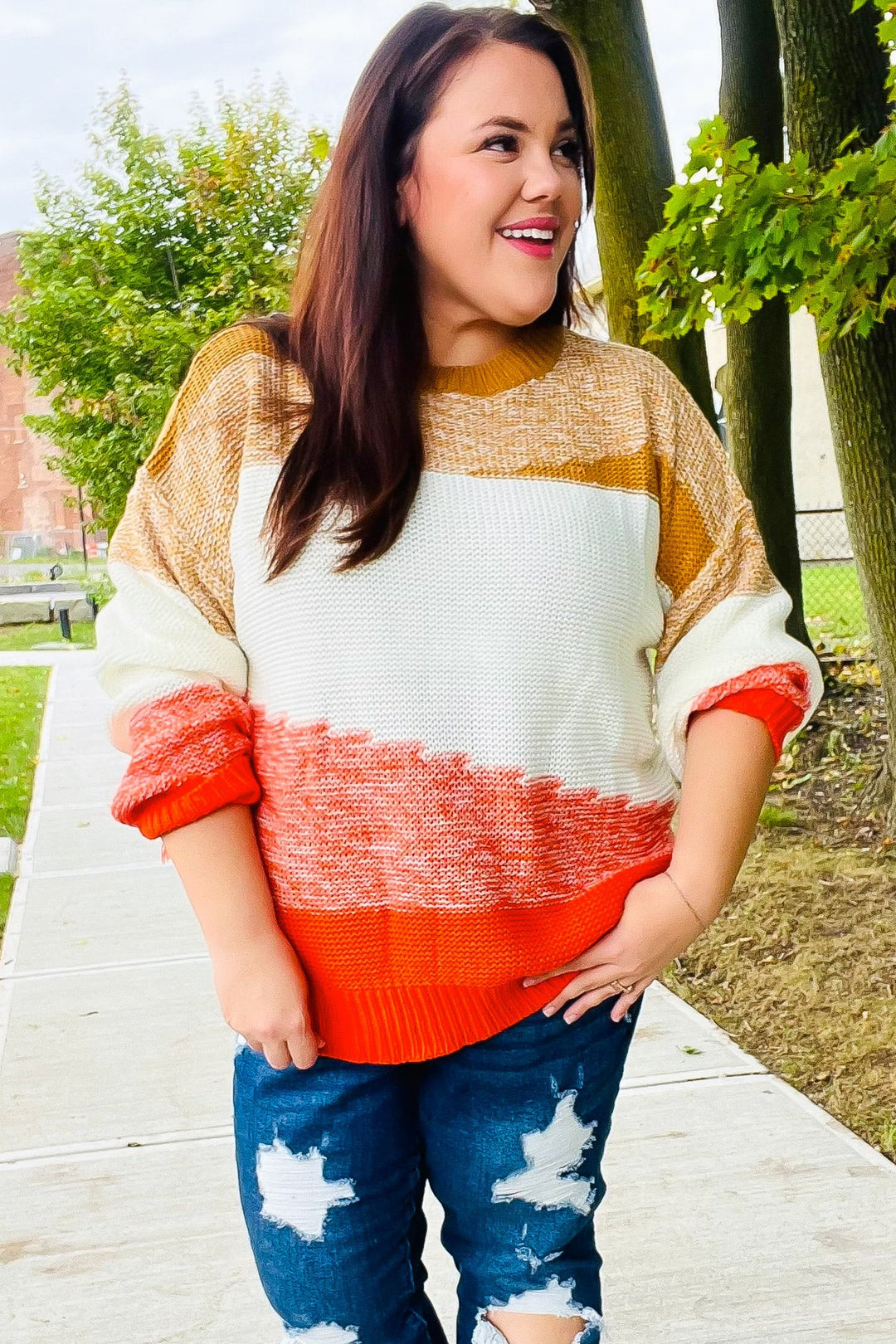 Adorable You Camel & Orange Color Block Sweater-Haptics-[option4]-[option5]-[option6]-[option7]-[option8]-Shop-Boutique-Clothing-for-Women-Online