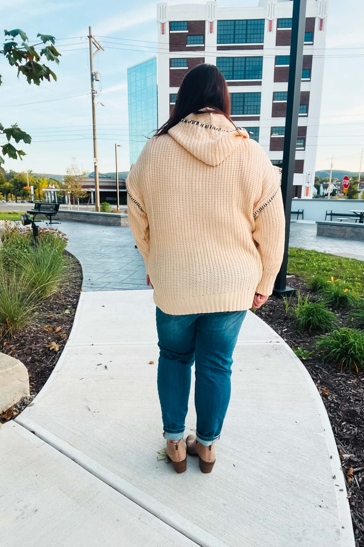 The Perfect Day Oatmeal Notched Neck Contrast Stitch Knit Hoodie-Haptics-[option4]-[option5]-[option6]-[option7]-[option8]-Shop-Boutique-Clothing-for-Women-Online