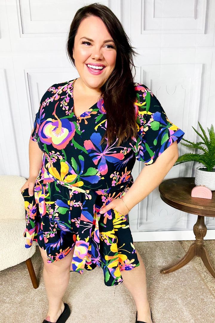 Live For Today Black Floral Surplice Woven Romper-Haptics-[option4]-[option5]-[option6]-[option7]-[option8]-Shop-Boutique-Clothing-for-Women-Online