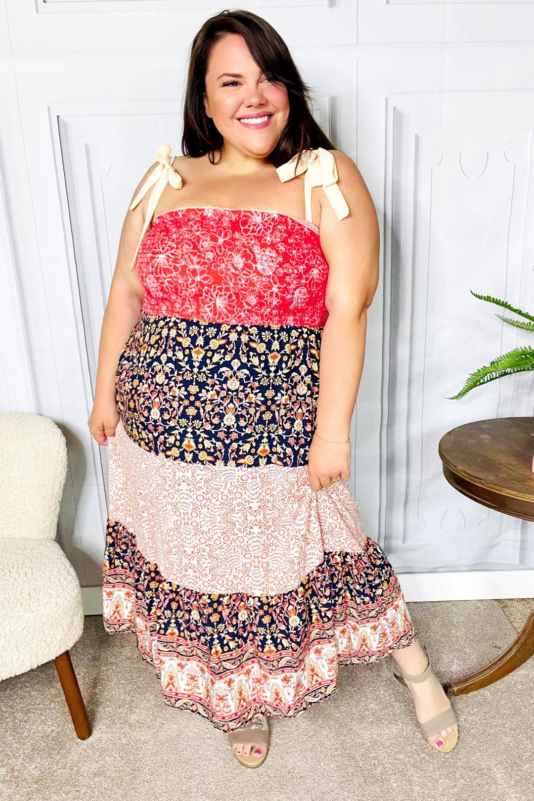 Vacay Vibes Orange Floral Smocked Tube Top Tiered Maxi Dress-Haptics-[option4]-[option5]-[option6]-[option7]-[option8]-Shop-Boutique-Clothing-for-Women-Online