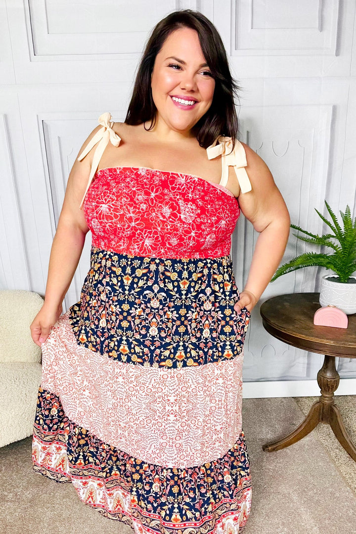 Vacay Vibes Orange Floral Smocked Tube Top Tiered Maxi Dress-Haptics-[option4]-[option5]-[option6]-[option7]-[option8]-Shop-Boutique-Clothing-for-Women-Online