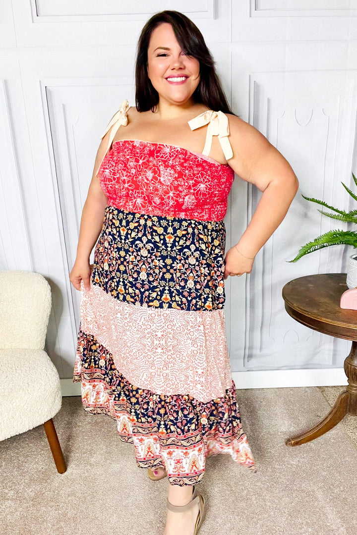 Vacay Vibes Orange Floral Smocked Tube Top Tiered Maxi Dress-Haptics-[option4]-[option5]-[option6]-[option7]-[option8]-Shop-Boutique-Clothing-for-Women-Online