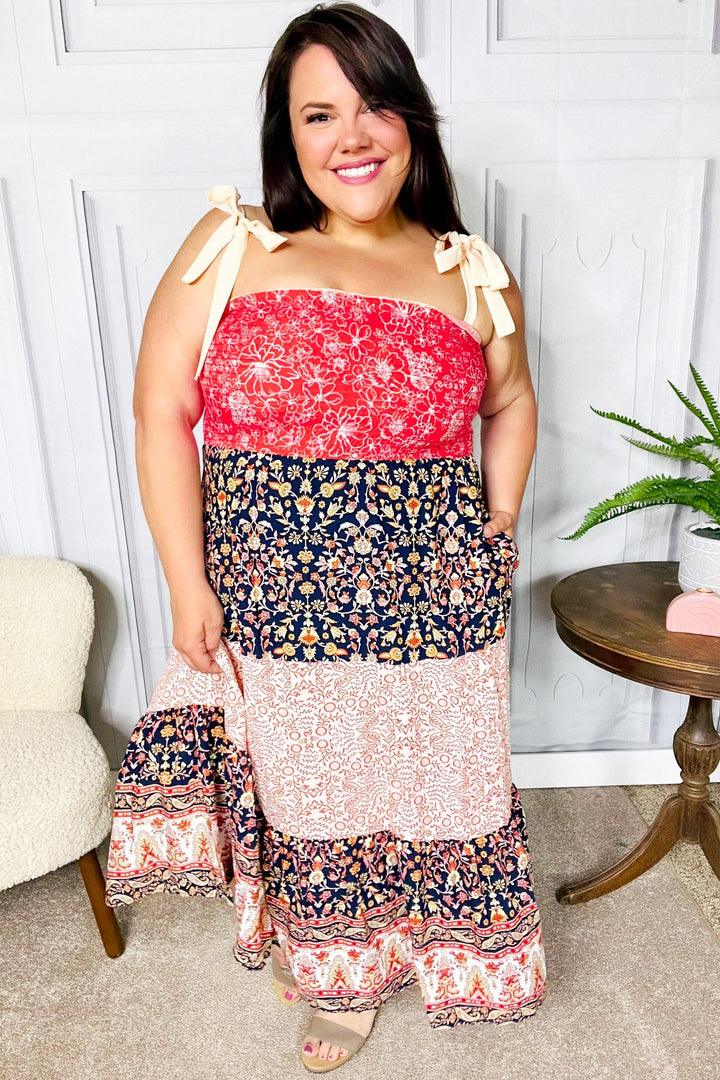 Vacay Vibes Orange Floral Smocked Tube Top Tiered Maxi Dress-Haptics-[option4]-[option5]-[option6]-[option7]-[option8]-Shop-Boutique-Clothing-for-Women-Online