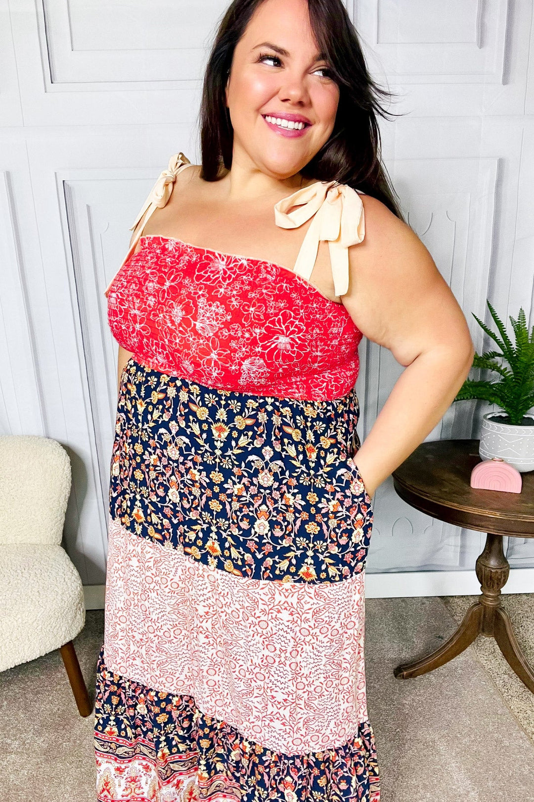 Vacay Vibes Orange Floral Smocked Tube Top Tiered Maxi Dress-Haptics-[option4]-[option5]-[option6]-[option7]-[option8]-Shop-Boutique-Clothing-for-Women-Online