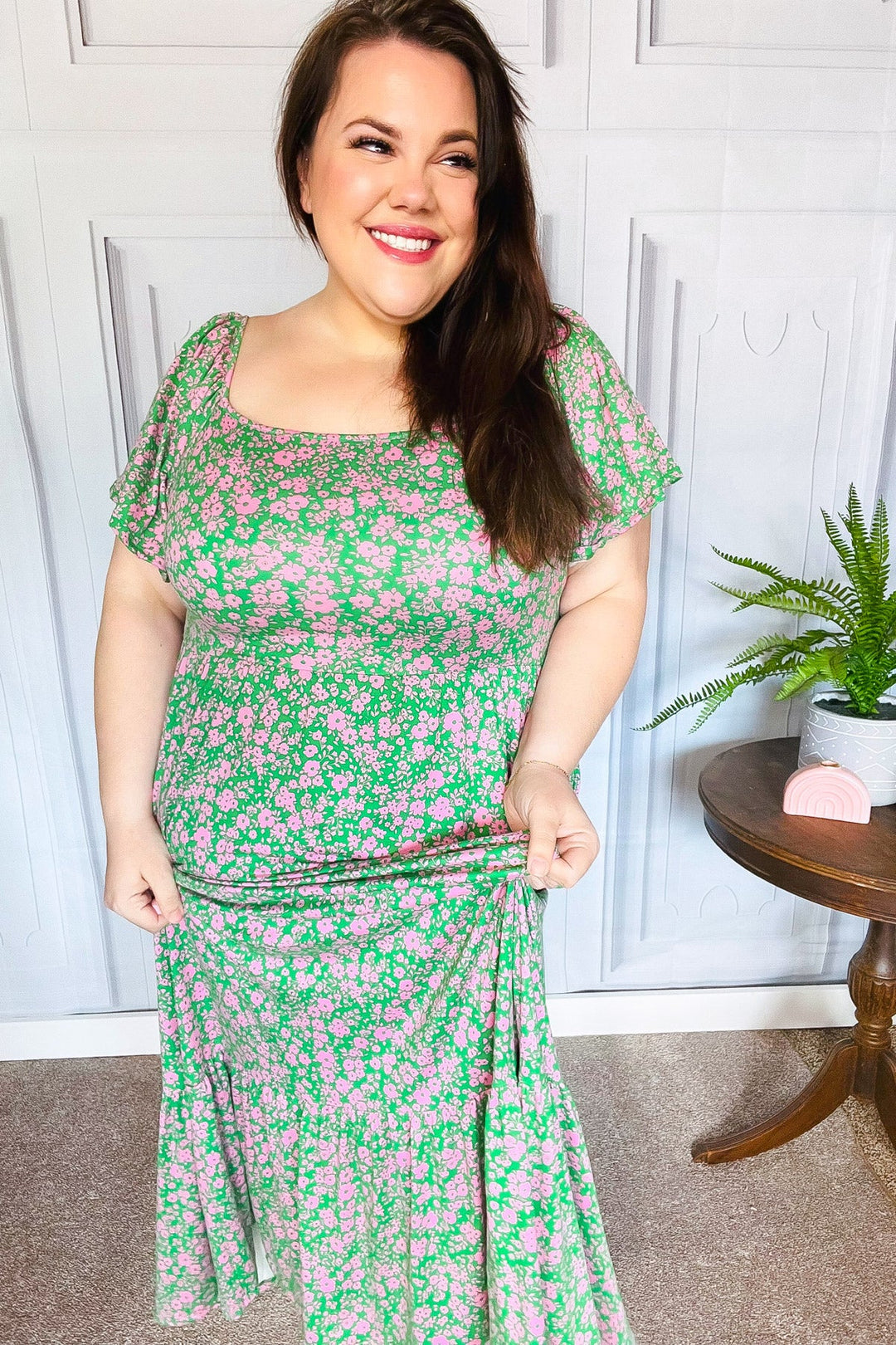 Perfectly You Green Ditzy Floral Fit & Flare Maxi Dress-Haptics-[option4]-[option5]-[option6]-[option7]-[option8]-Shop-Boutique-Clothing-for-Women-Online