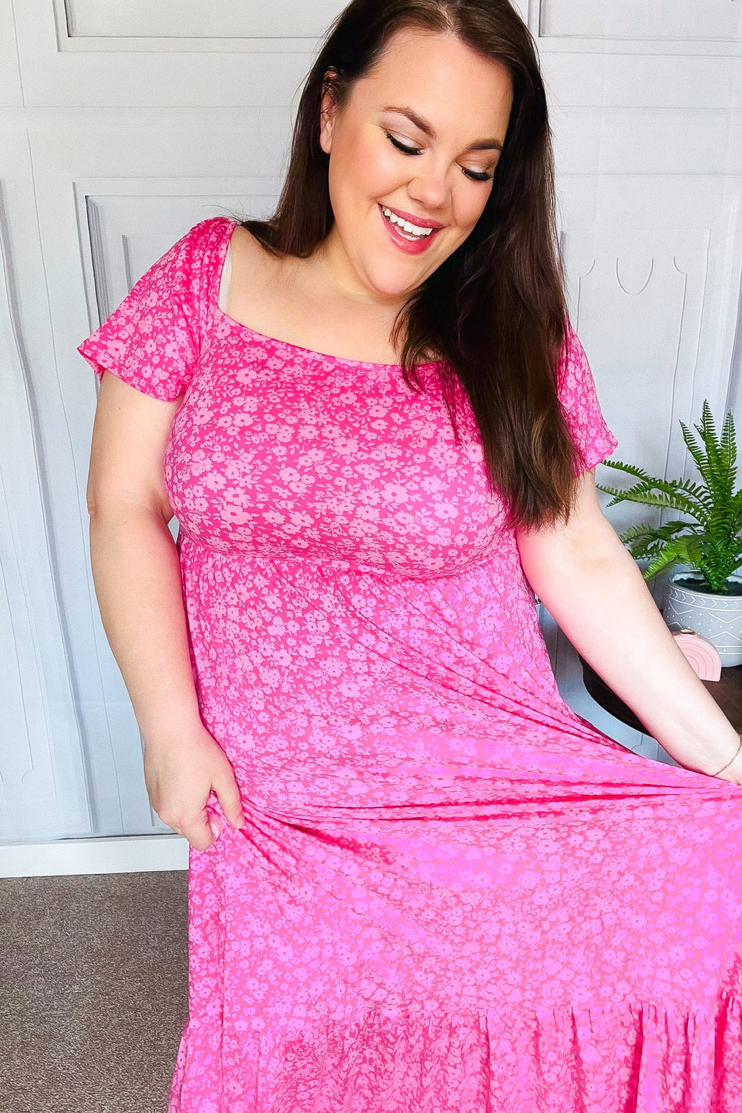 Perfectly You Fuchsia Ditzy Floral Fit & Flare Maxi Dress-Haptics-[option4]-[option5]-[option6]-[option7]-[option8]-Shop-Boutique-Clothing-for-Women-Online