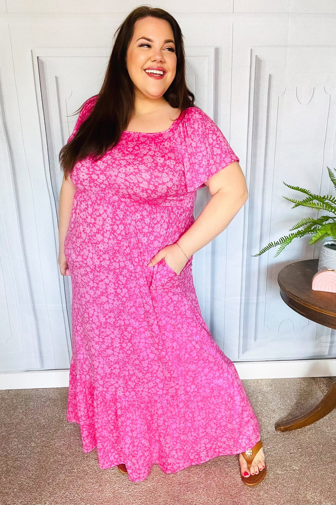 Perfectly You Fuchsia Ditzy Floral Fit & Flare Maxi Dress-Haptics-[option4]-[option5]-[option6]-[option7]-[option8]-Shop-Boutique-Clothing-for-Women-Online