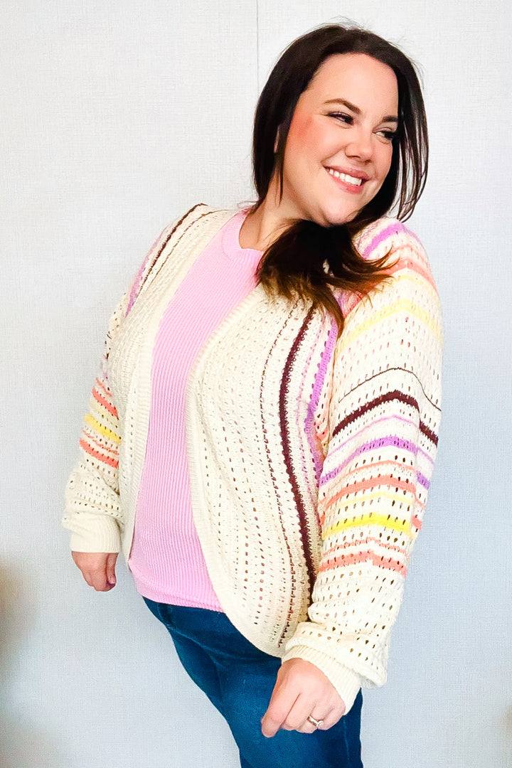 Easy Living Oatmeal Multicolor Stripe Dolman Crochet Cardigan-Haptics-[option4]-[option5]-[option6]-[option7]-[option8]-Shop-Boutique-Clothing-for-Women-Online