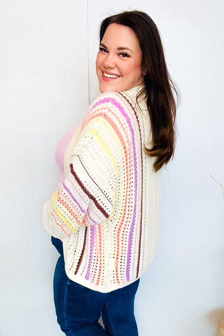 Easy Living Oatmeal Multicolor Stripe Dolman Crochet Cardigan-Haptics-[option4]-[option5]-[option6]-[option7]-[option8]-Shop-Boutique-Clothing-for-Women-Online