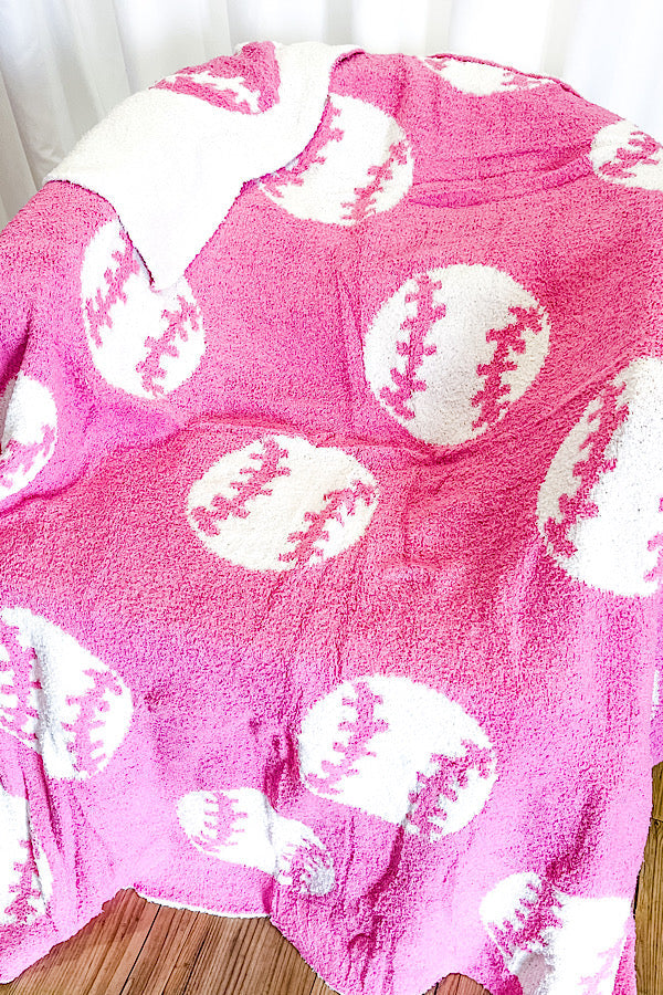 Pink Baseball Luxury Blanket-WS 600 Accessories-Nash Grey Wholesale-[option4]-[option5]-[option6]-[option7]-[option8]-Shop-Boutique-Clothing-for-Women-Online