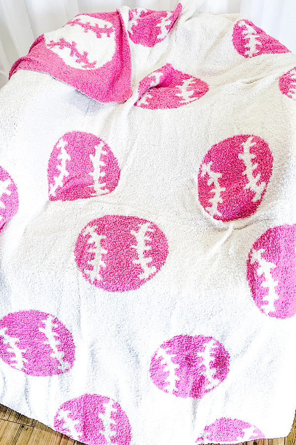 Pink Baseball Luxury Blanket-WS 600 Accessories-Nash Grey Wholesale-[option4]-[option5]-[option6]-[option7]-[option8]-Shop-Boutique-Clothing-for-Women-Online