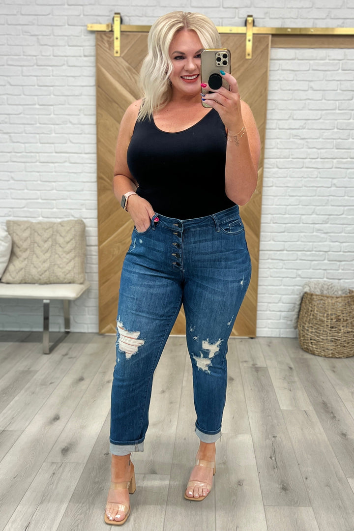 Judy Blue Colt High Rise Button Fly Distressed Boyfriend Jeans-Denim-Ave Shops-[option4]-[option5]-[option6]-[option7]-[option8]-Shop-Boutique-Clothing-for-Women-Online