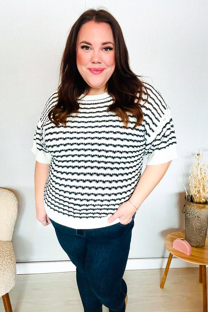 You've Got This Ivory & Black Wavy Stripe Pattern Sweater Top-Haptics-[option4]-[option5]-[option6]-[option7]-[option8]-Shop-Boutique-Clothing-for-Women-Online