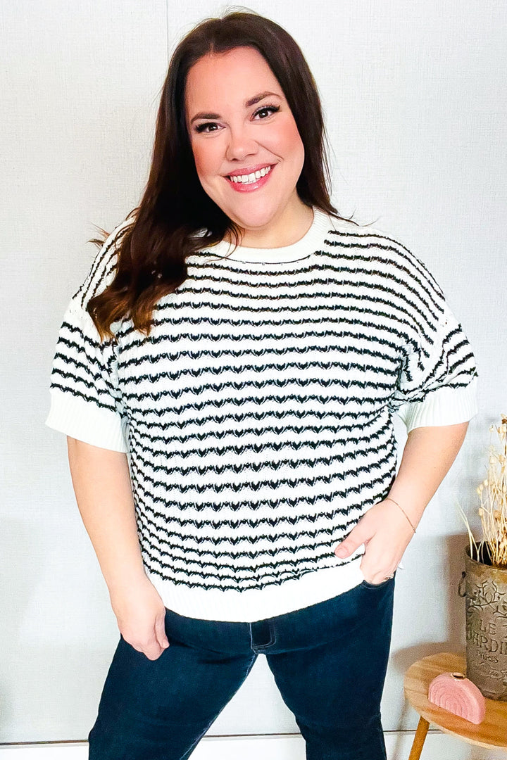 You've Got This Ivory & Black Wavy Stripe Pattern Sweater Top-Haptics-[option4]-[option5]-[option6]-[option7]-[option8]-Shop-Boutique-Clothing-for-Women-Online