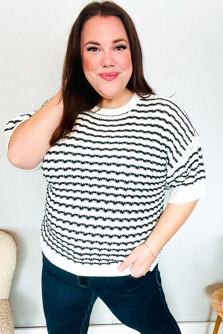 You've Got This Ivory & Black Wavy Stripe Pattern Sweater Top-Haptics-[option4]-[option5]-[option6]-[option7]-[option8]-Shop-Boutique-Clothing-for-Women-Online